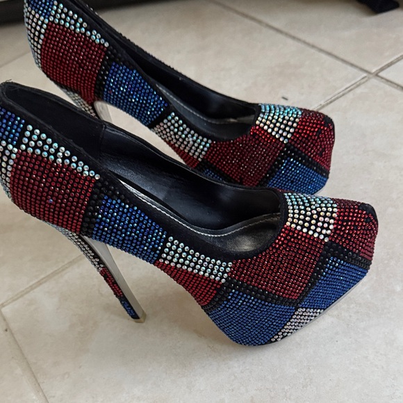 Elegant Multicolor Rhinestone High Heels - Picture 1 of 5